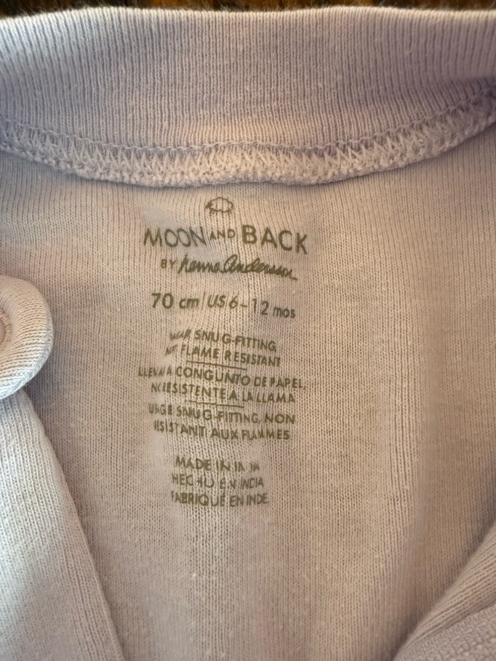 Moon and Back by Hanna Anderson Organic Cotton Footless Pajamas 6-12 Months - Picture 3 of 3